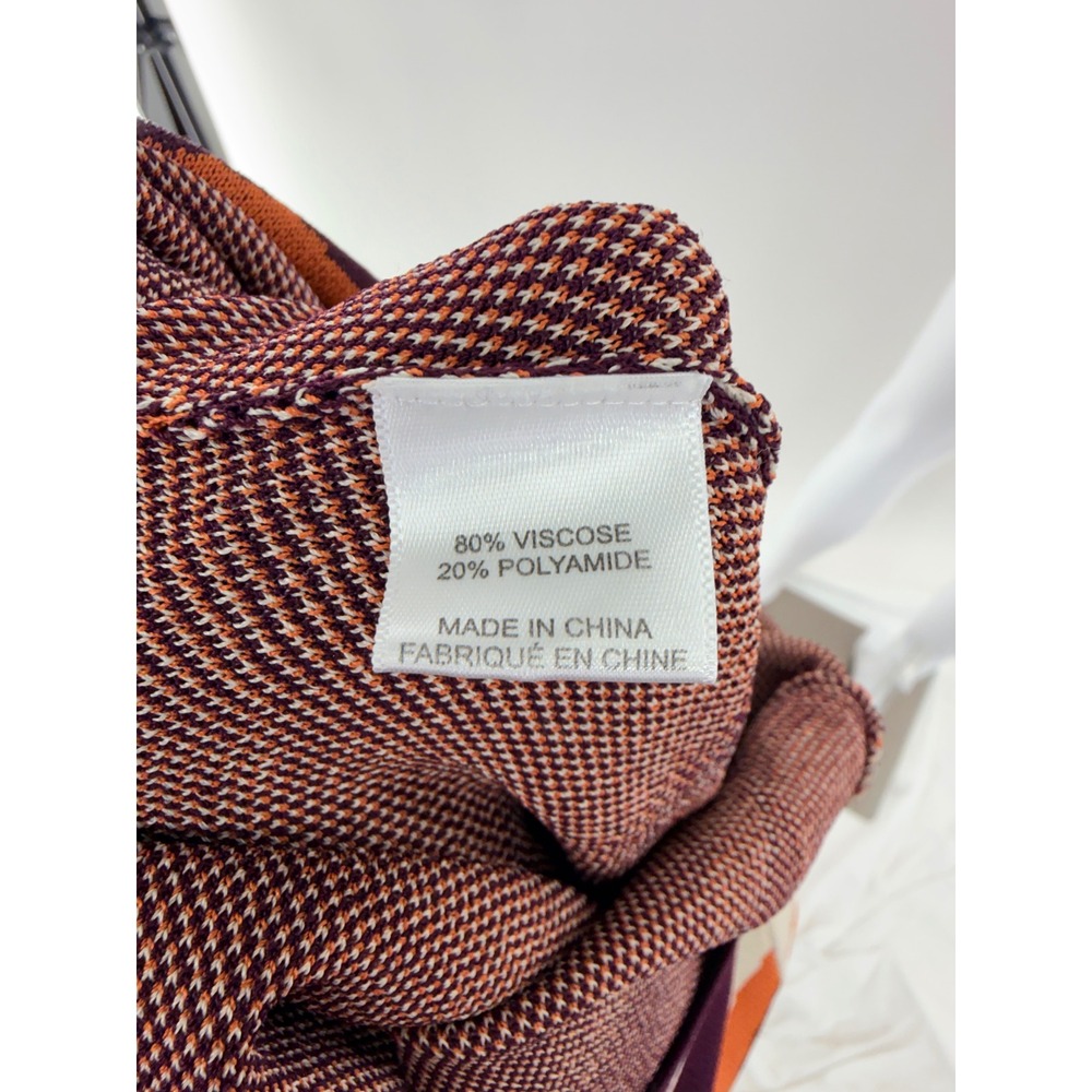 MISA LOS ANGELES Wavy Knit Maxi Dress Long Sleeve Side Slit Purpl Orange Cream M - Picture 7 of 10